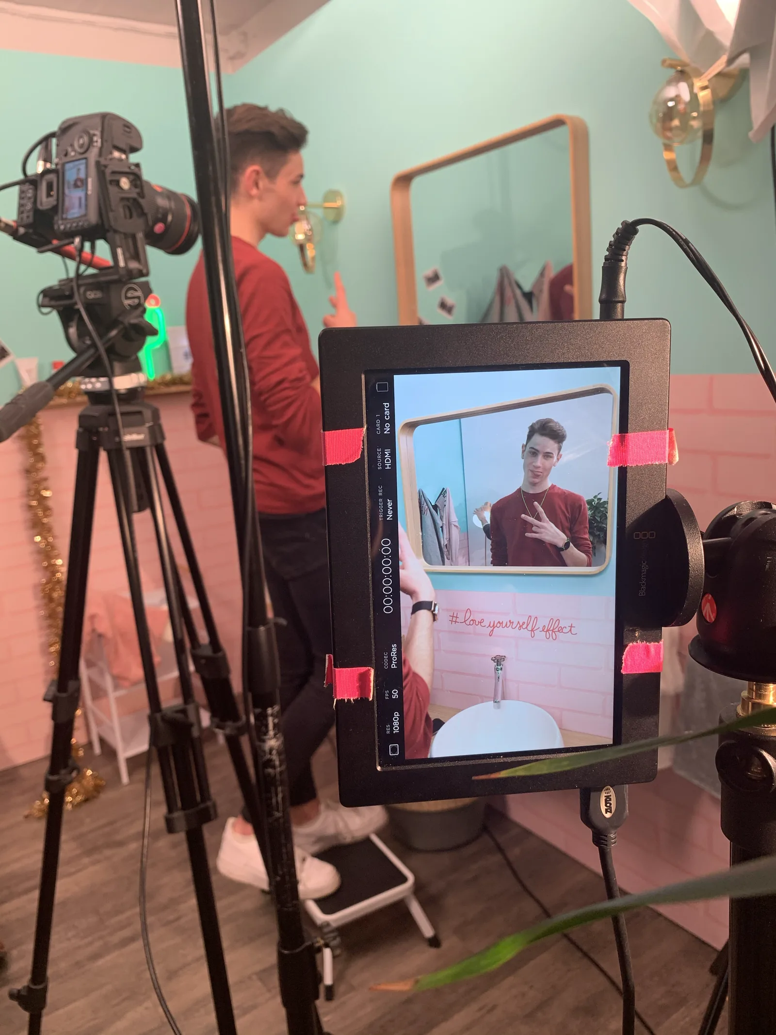 Prise de vue au retour vidéo pendant le tournage
