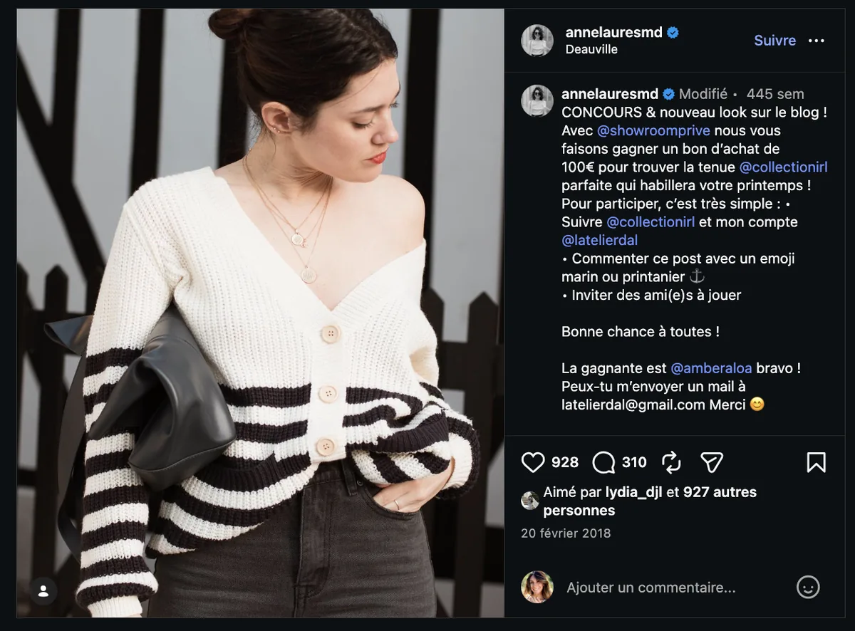 Contenu d'influence pour Showroomprivé