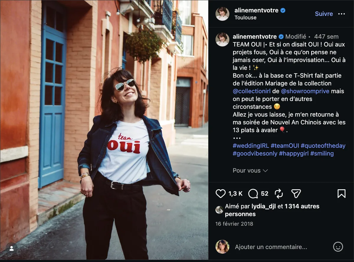 Contenu d'influence pour Showroomprivé