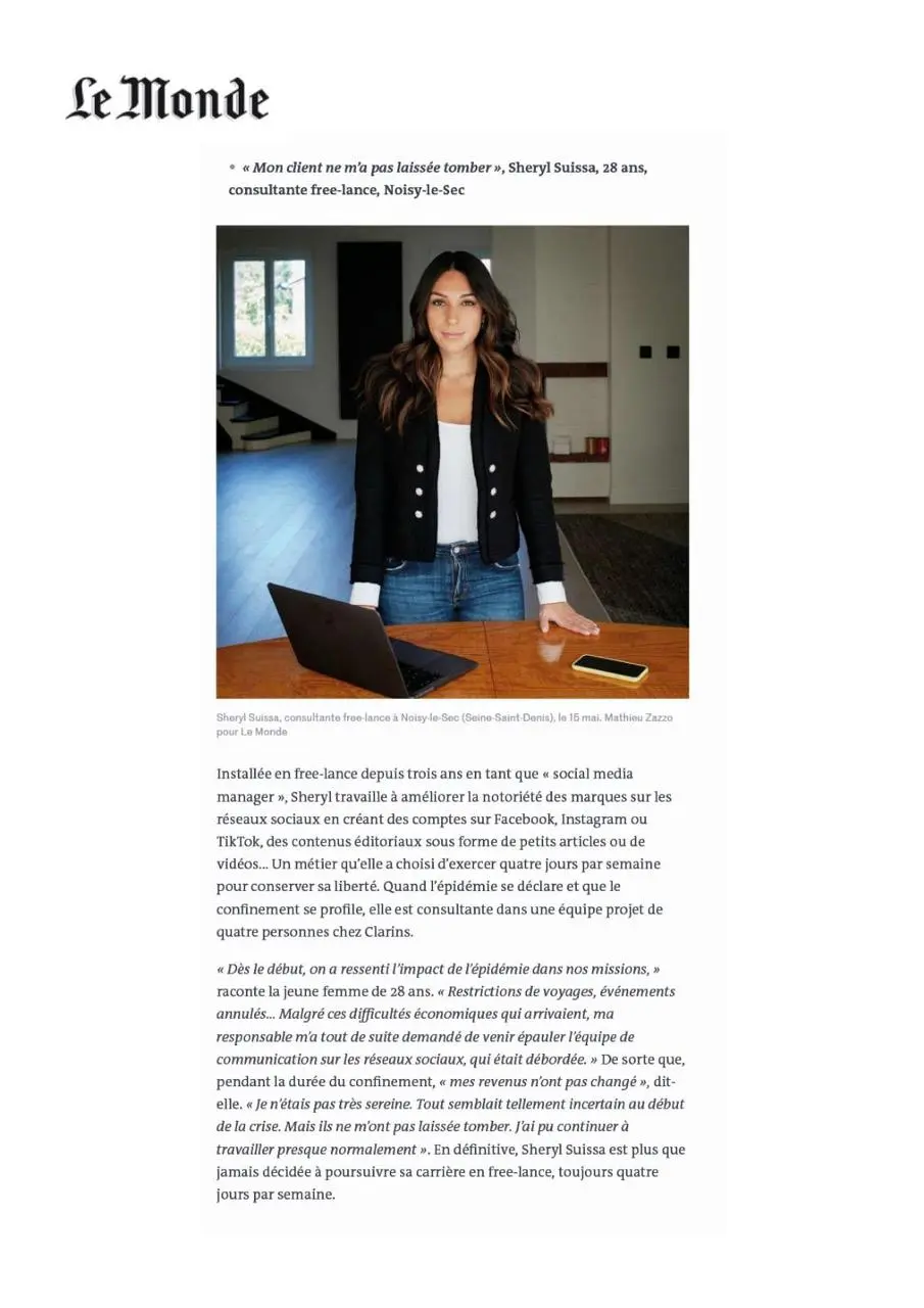 Article du Monde sur Sheryl Suissa